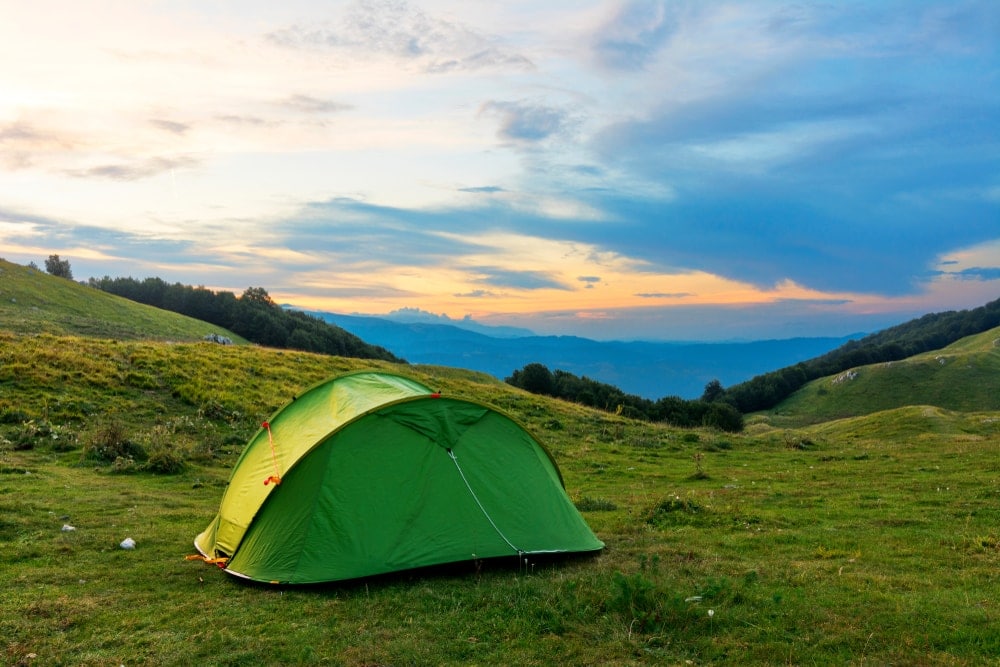 Camping tent on the grass