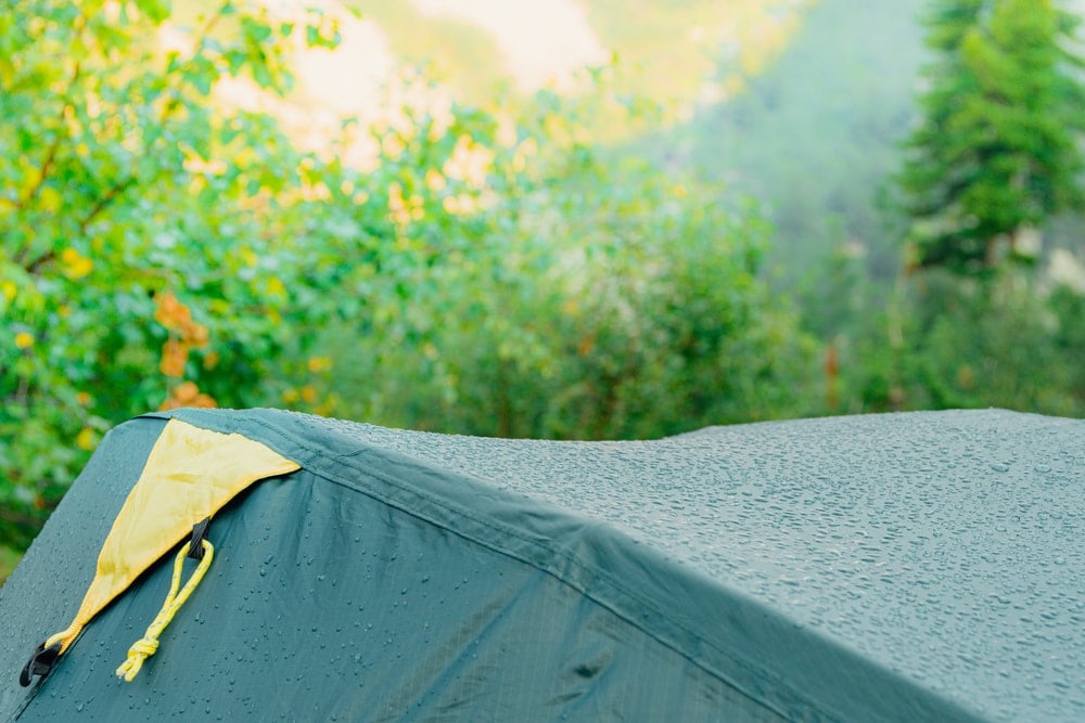Wet camping tent due to rain