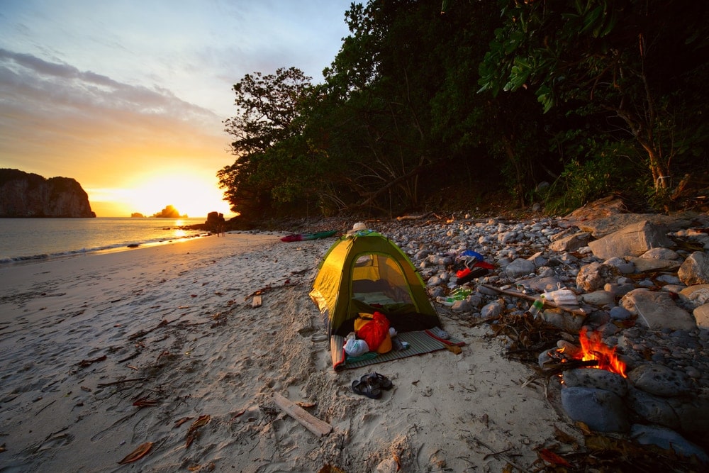 Camping tent on the beach
