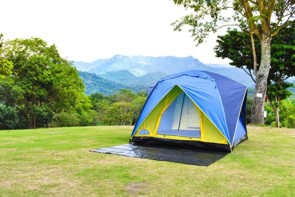 Camping Tent with tarp underneath