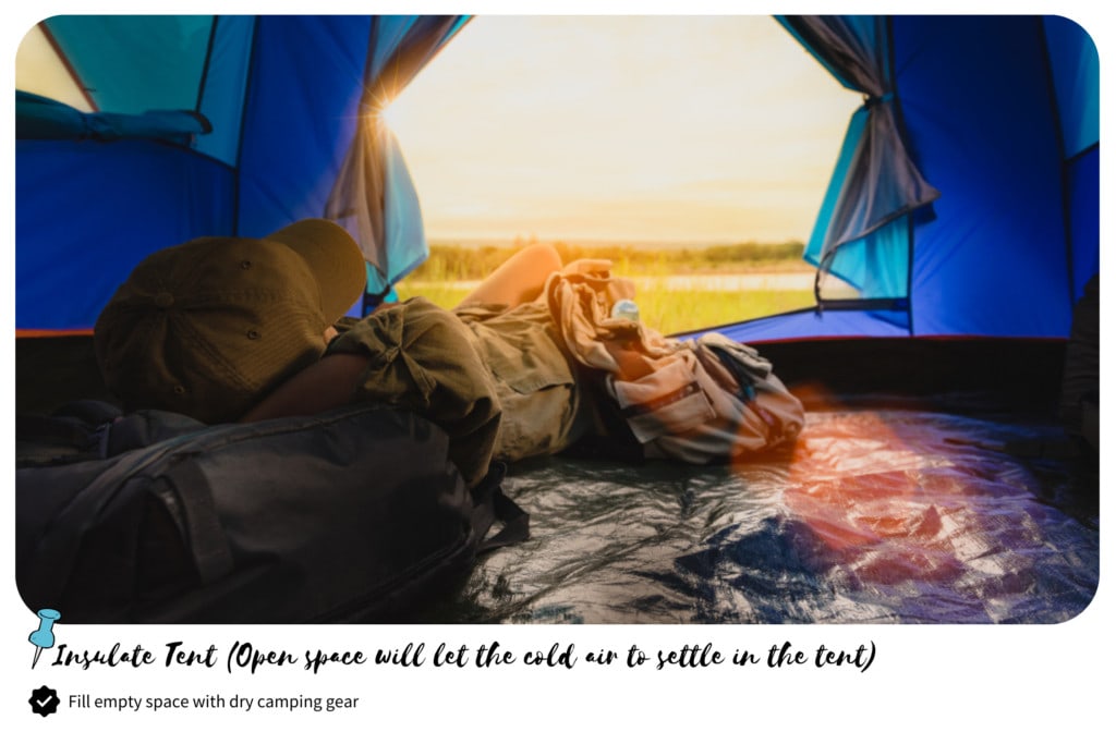 Camping gear inside the tent