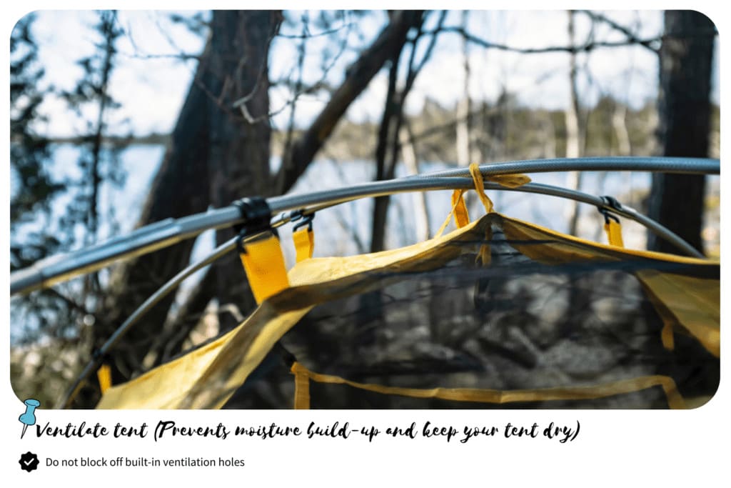 Close up image of the ventilation hole of the tent