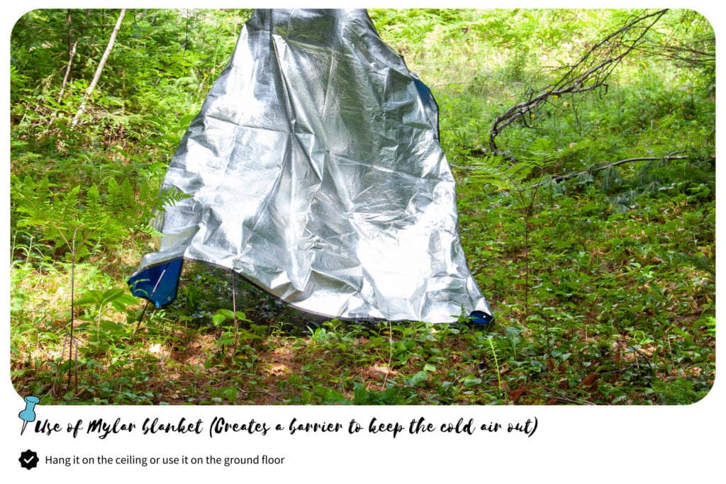 Mylar blankets touching the ground