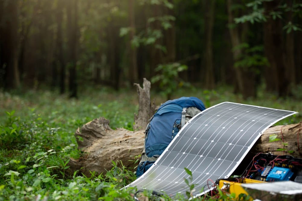 Solar panel in a mountain base camp