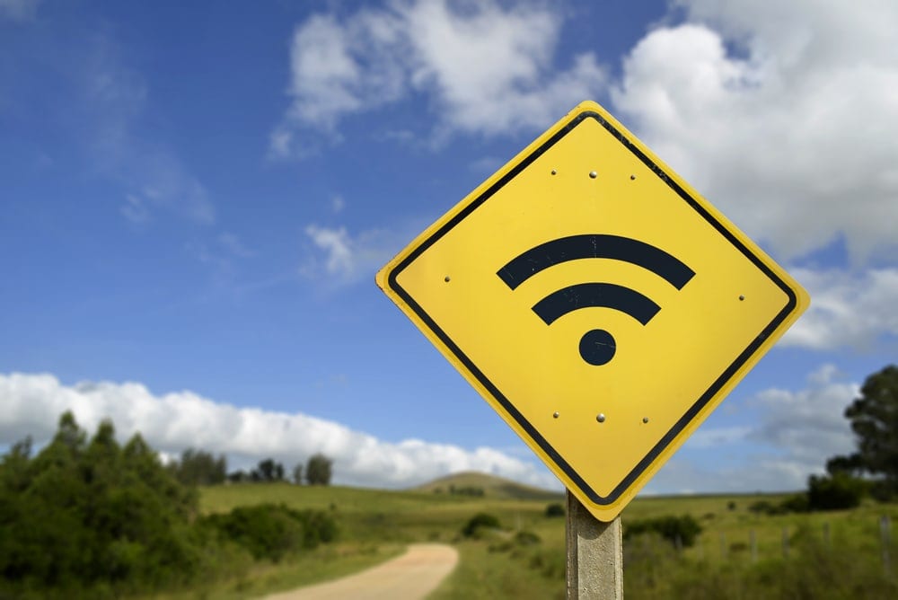 Road sign with wifi icon 