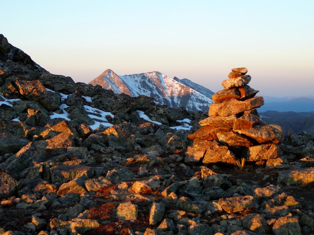 Rock cairns on the mountain use as trail guide