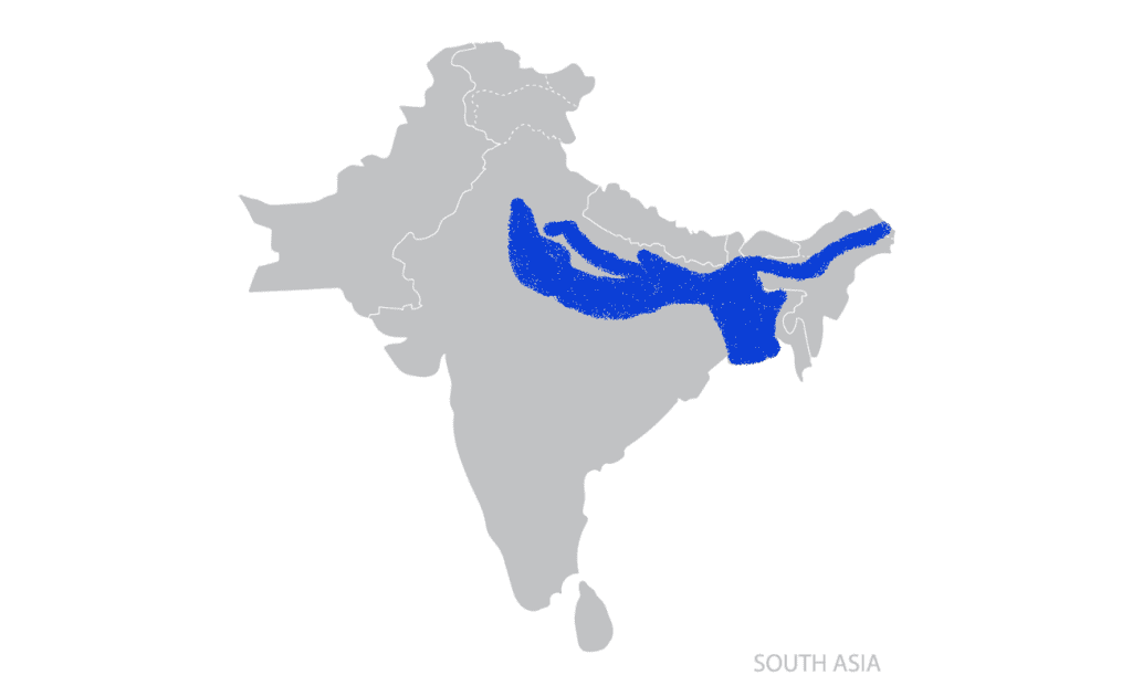 Distibution map of ganges river dolphins