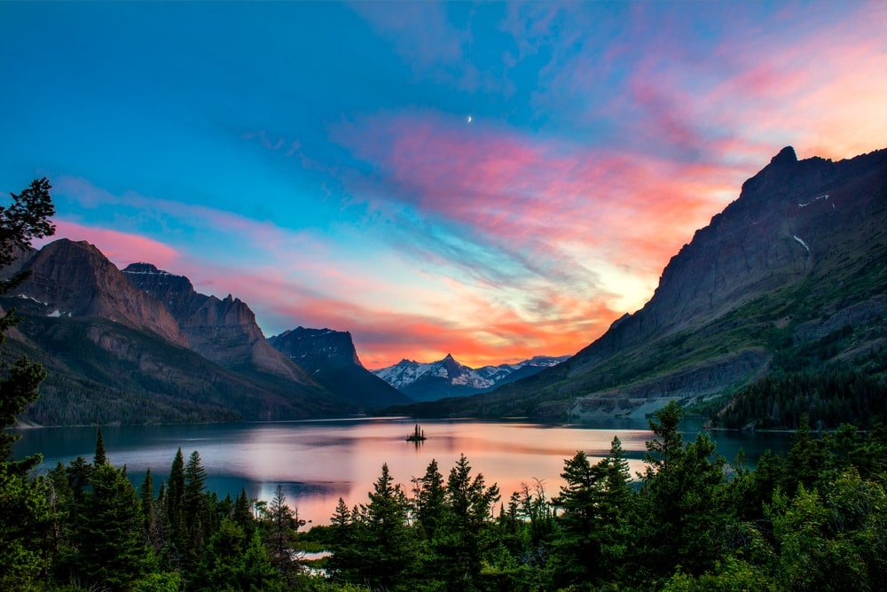 Wild Goose island in Glacier National Park