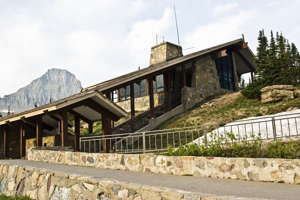 a hilltop visitor center in Glacier National park