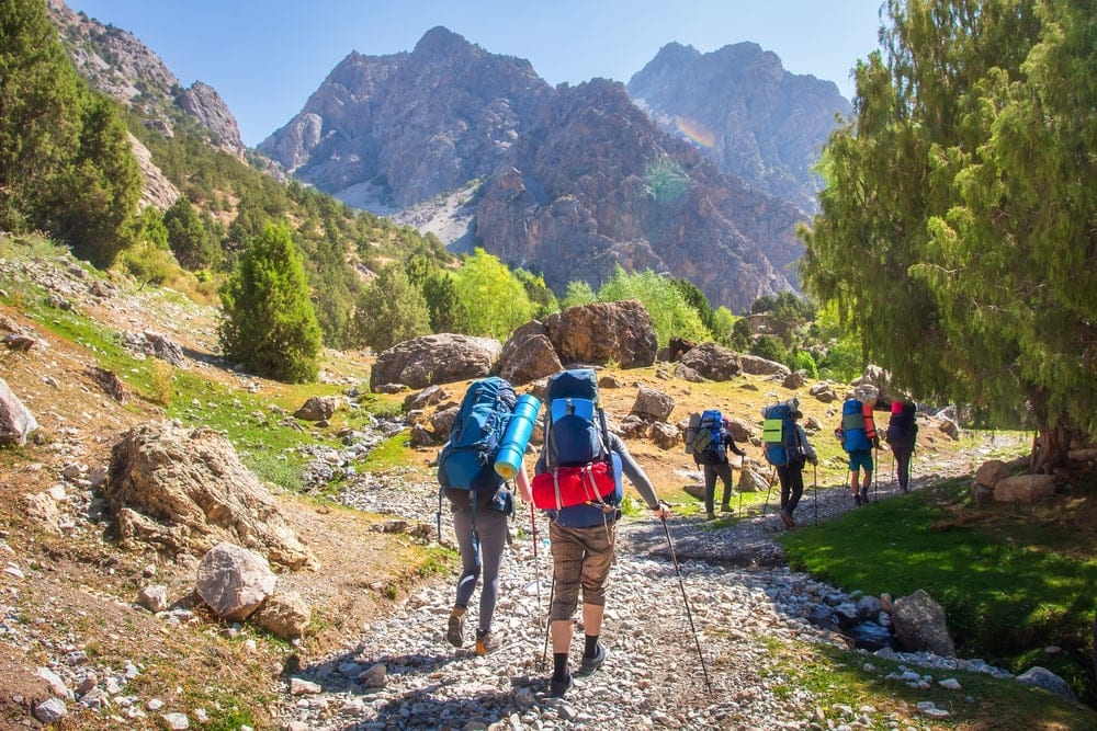 a group of hikers on a trail