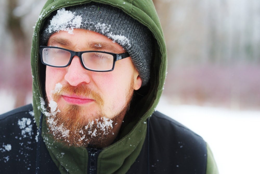 Foggy glasses in winter 
