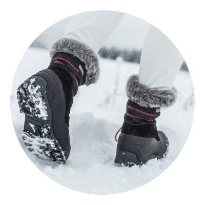 hiking boots in snow