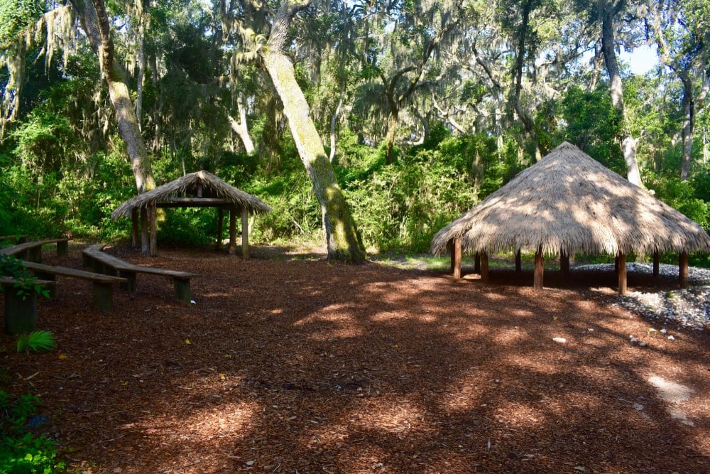 huts in Fort Caroline Memorial