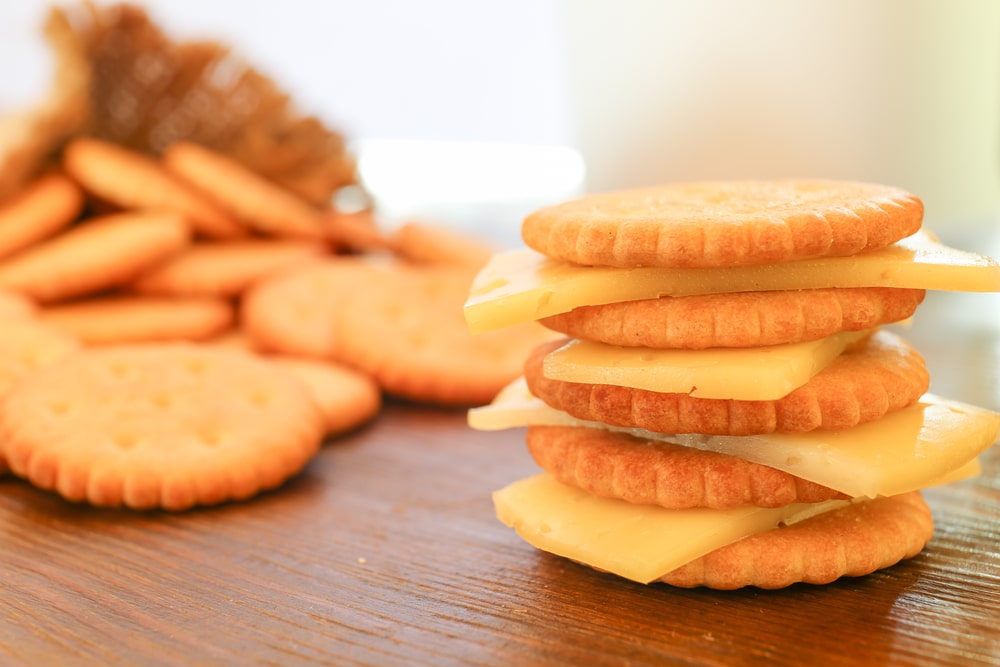 Round cookies cracker with cheese 