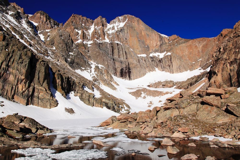 view of Diamond on Longs Peak in Rocky Mountain National Park