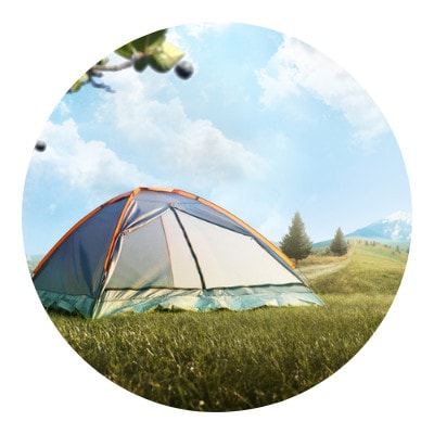 Camping tent under the sunny day