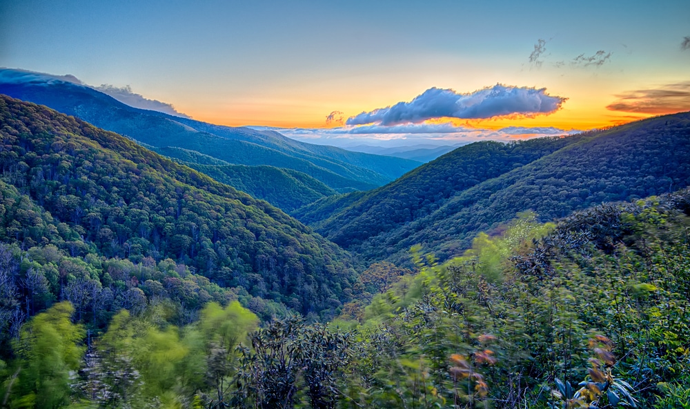 Aerial view of Appalachian Mountains in Virginia