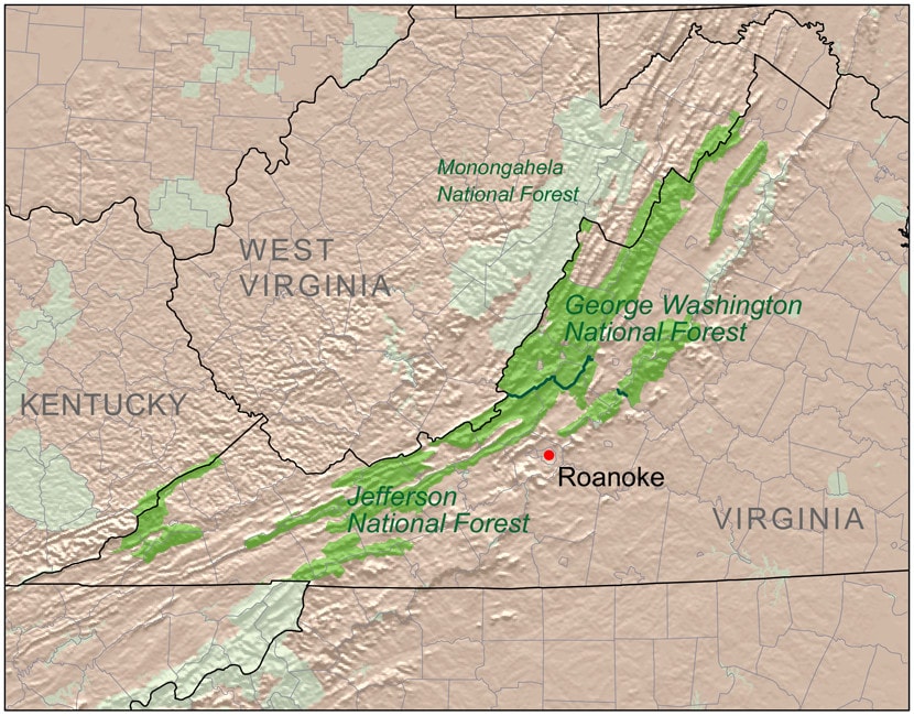 George Washington and Jefferson National Forest in Virginia
