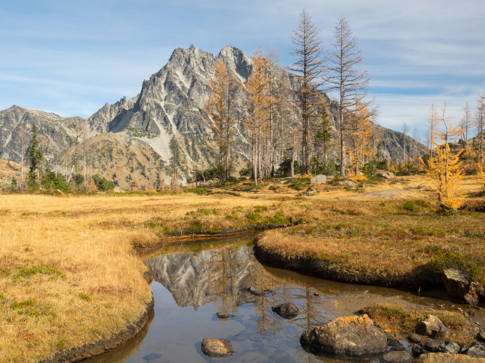 Mount Stuart in Washington with the view of dry fields