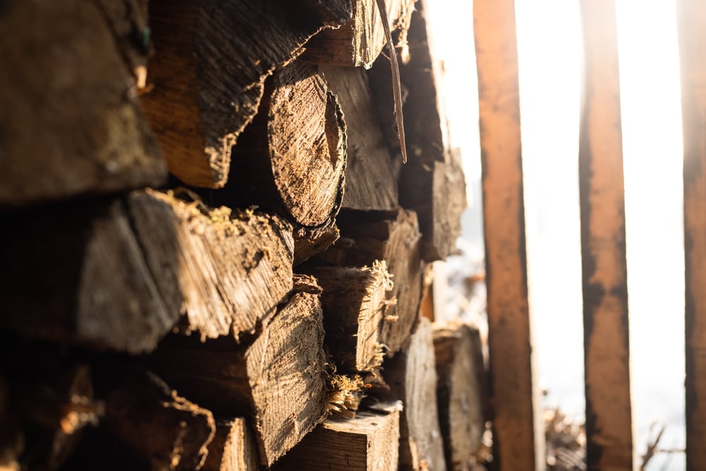closeup image of stacked firewoods