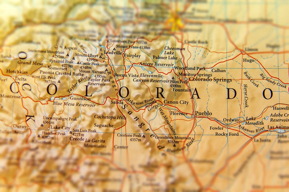 Focus shot of Colorado map