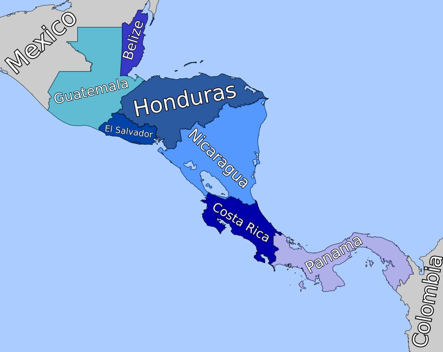 Map of the central part of America