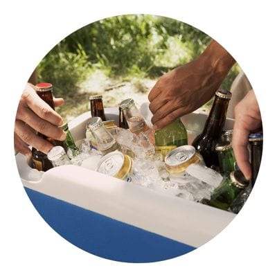 Drinks on cooler being pulled out