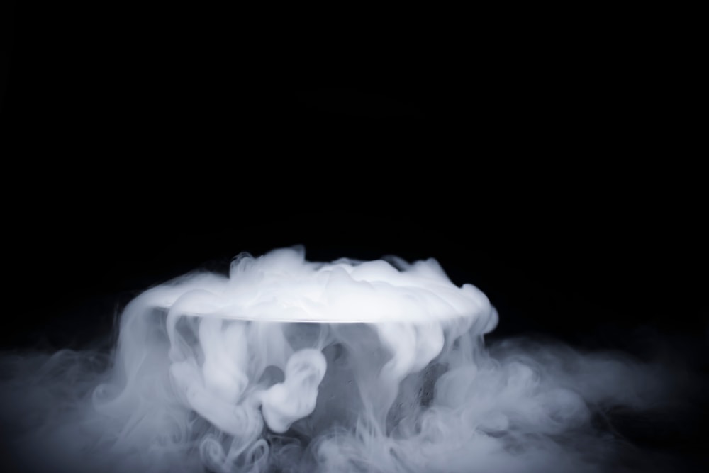 Dry ice smoking on a black background