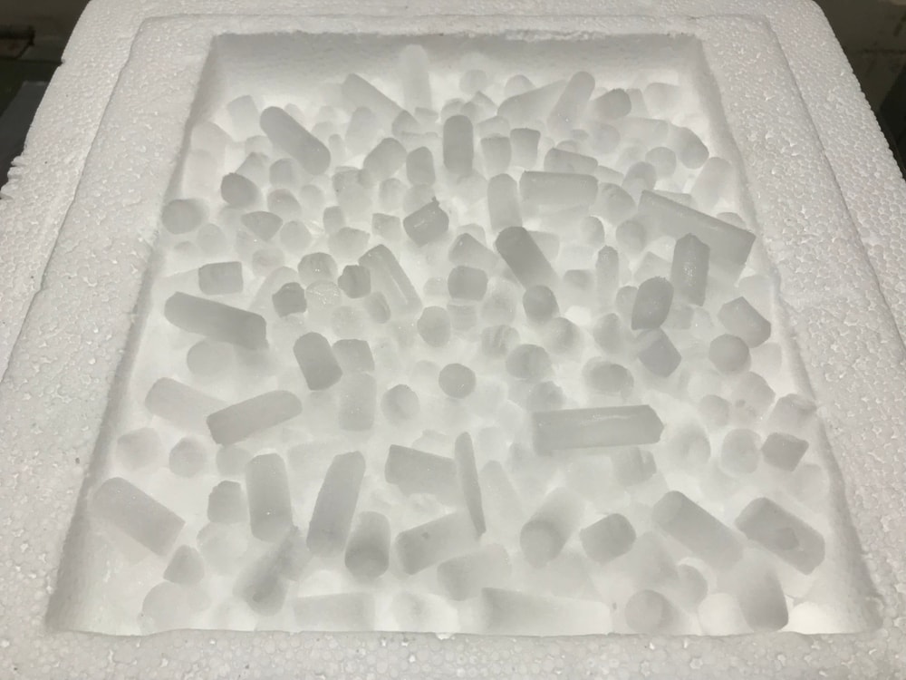 Cubes of dry ice on a cooler