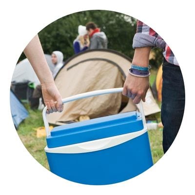 Cooler being held by a couple