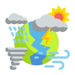illustration of Earth with weathers due to climate change