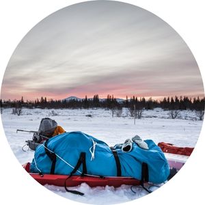 a pulk sled on the snow