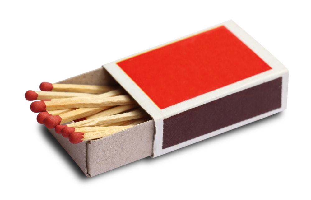 Sealed matches on white background