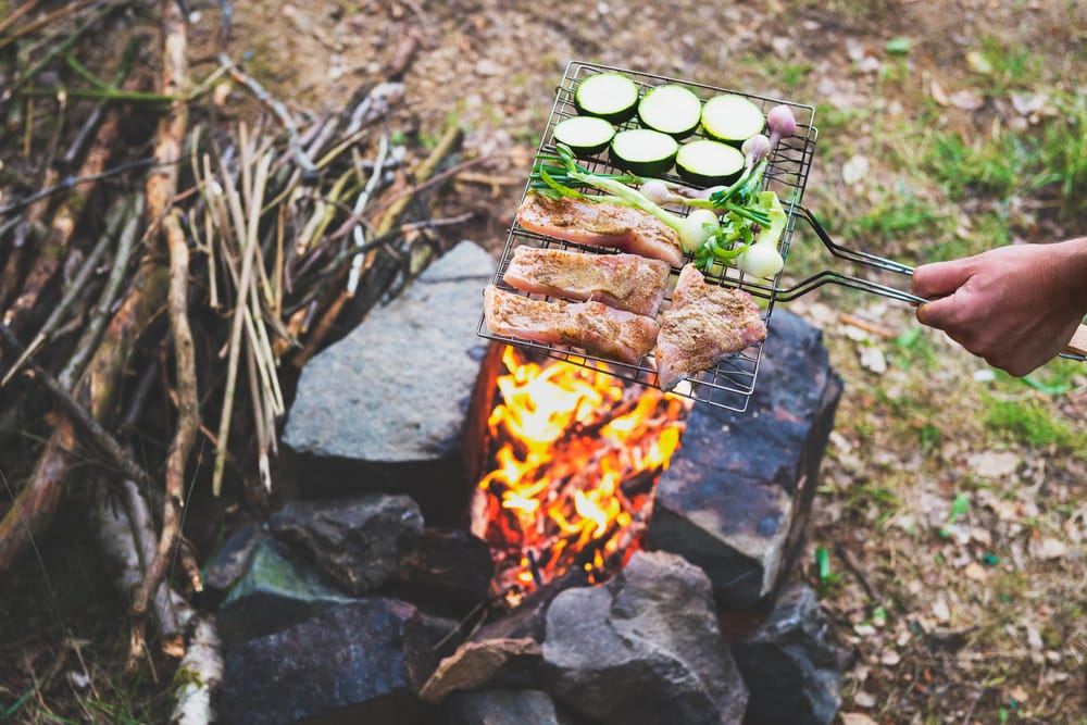 Food being cooked on a grill