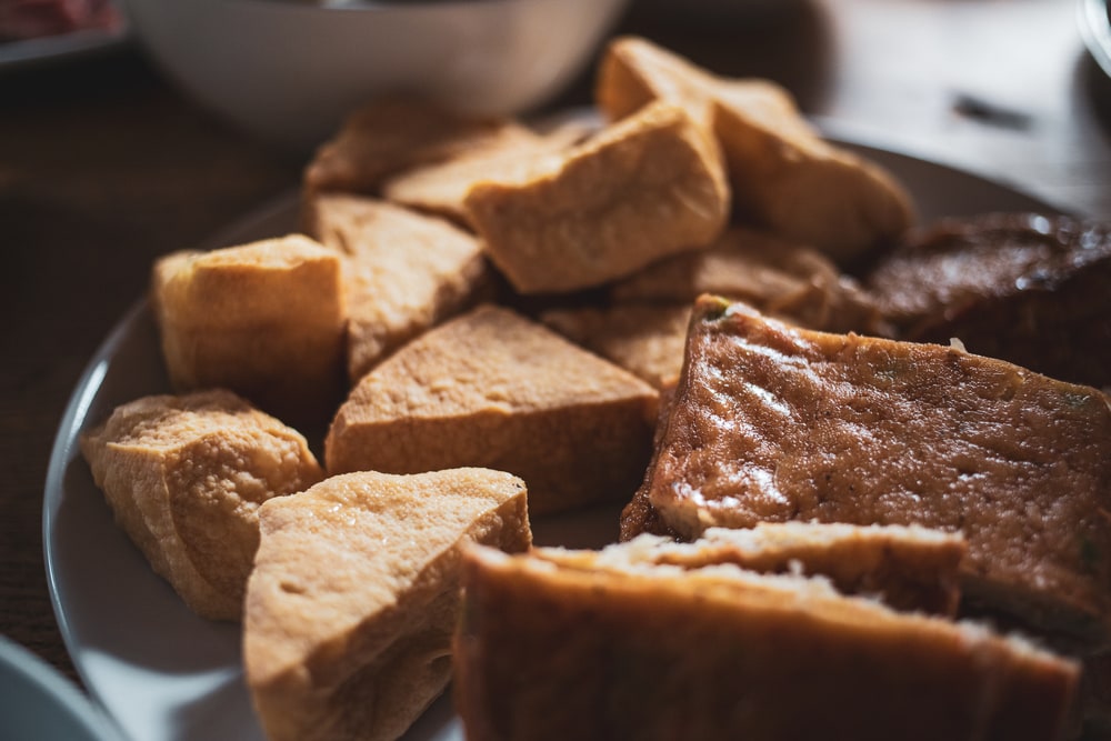 Fried tofu on a plate