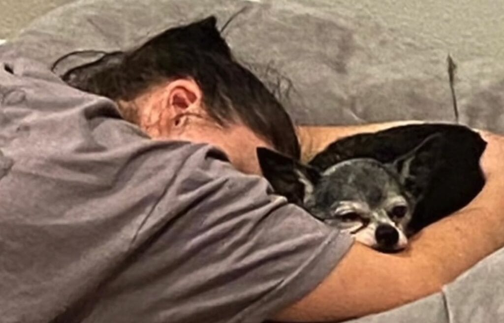 Carlie hugging Shorty